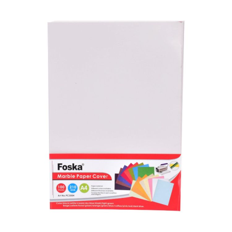 Kirpalani's . - Foska A4 Marble Cardboard Cover White 210 GSM 100 Sheets  - Paramaribo, Suriname